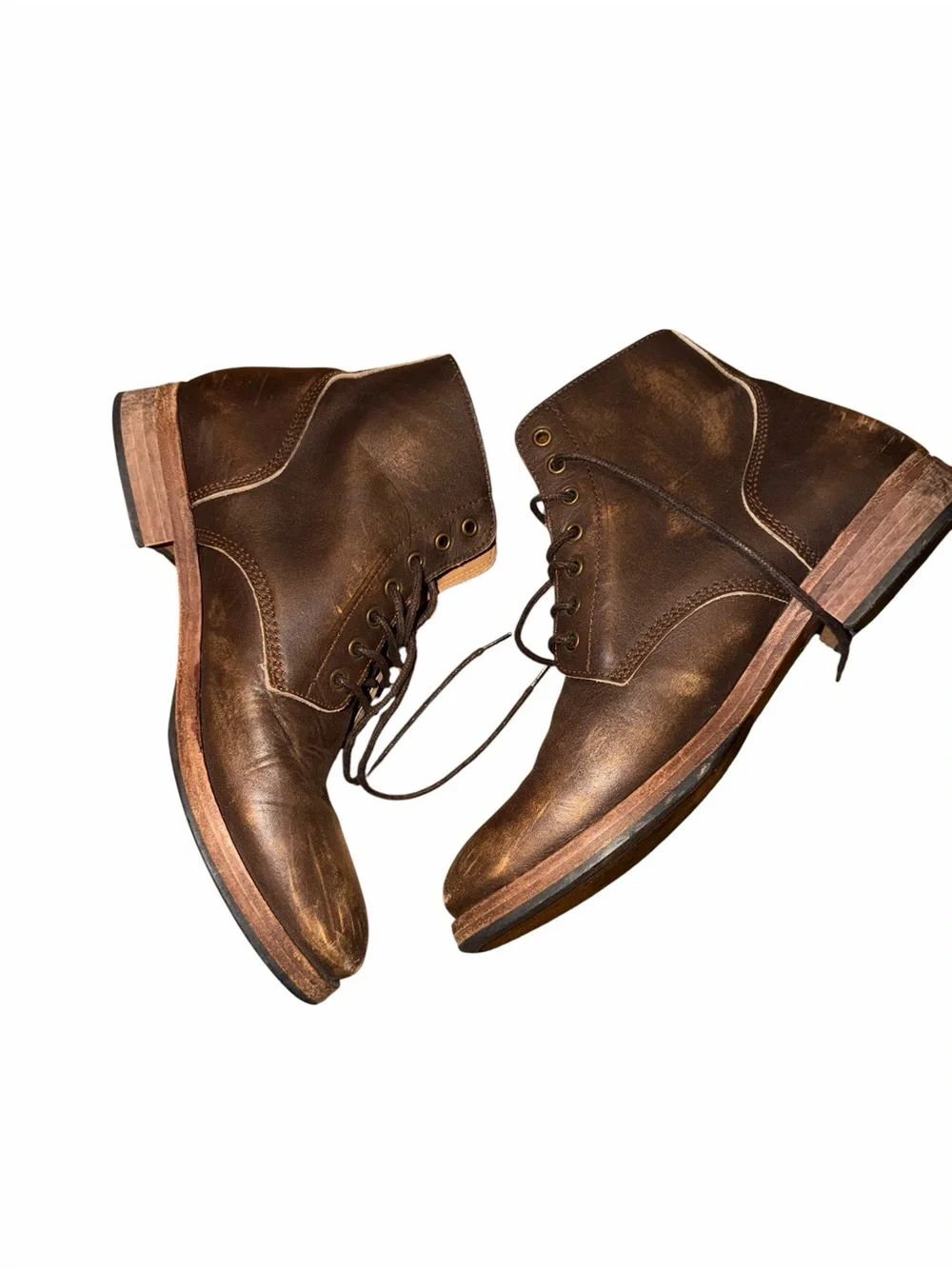 Navy Boot Men's Dark Brown Leather Lace-Up Boots Size 42